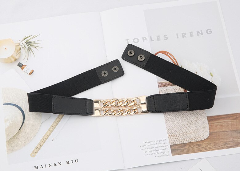 Luxury Gold Chain Belt Elastic Silver Metal Waist Belts for Women Stretch Ladies Coat Ketting Riem Waistband 2.3cm: Style 3 Gold