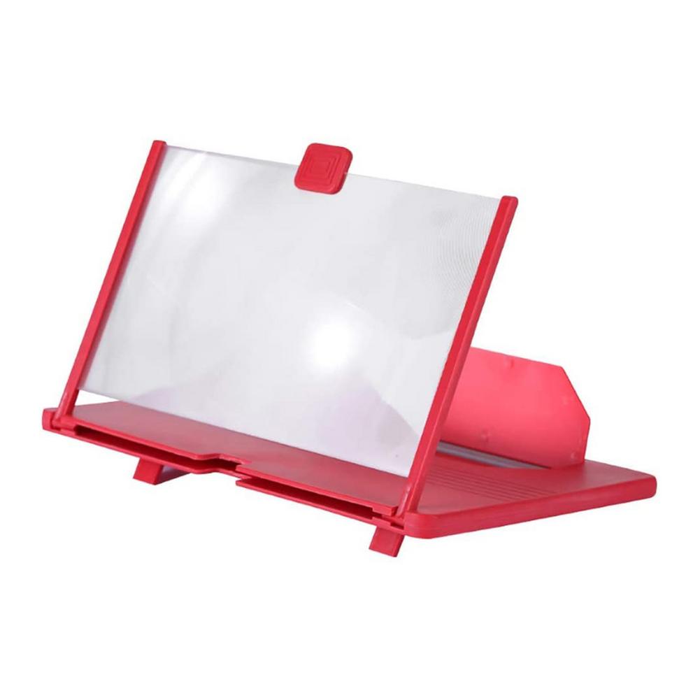 Mobile Phone 3D Screen Video Magnifier Smartphone Movie Amplifying Portable Video Enlarger Magnifying Glass Projector Stand: Red