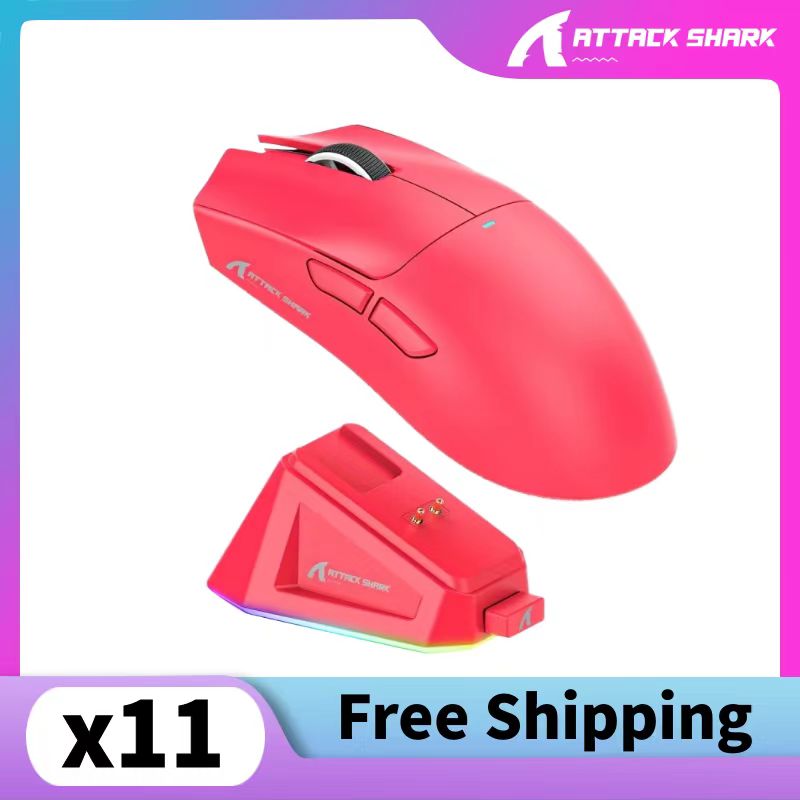 Attack Shark X11 PAW3311 ratón Bluetooth, conectividad de modo Triple, base de carga magnética táctil, ratón para juegos ultraligero