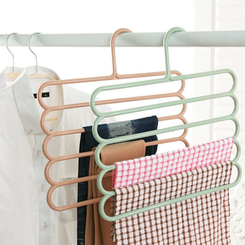 Pants Hanger Space Saving Multi Layer Storage Closet Rack Hanger Belt Scarf Trousers Tie Hangers Holders Non-slip Magic Hanger