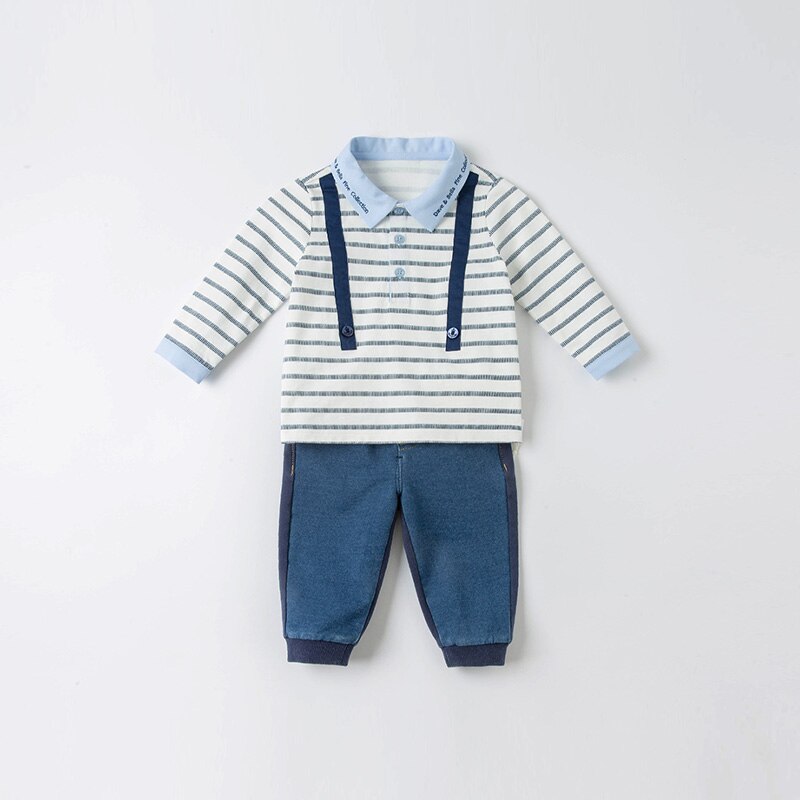 DBS16602-2 dave bella spring baby boys patchwork pockets pants children full length kids pants infant toddler trousers