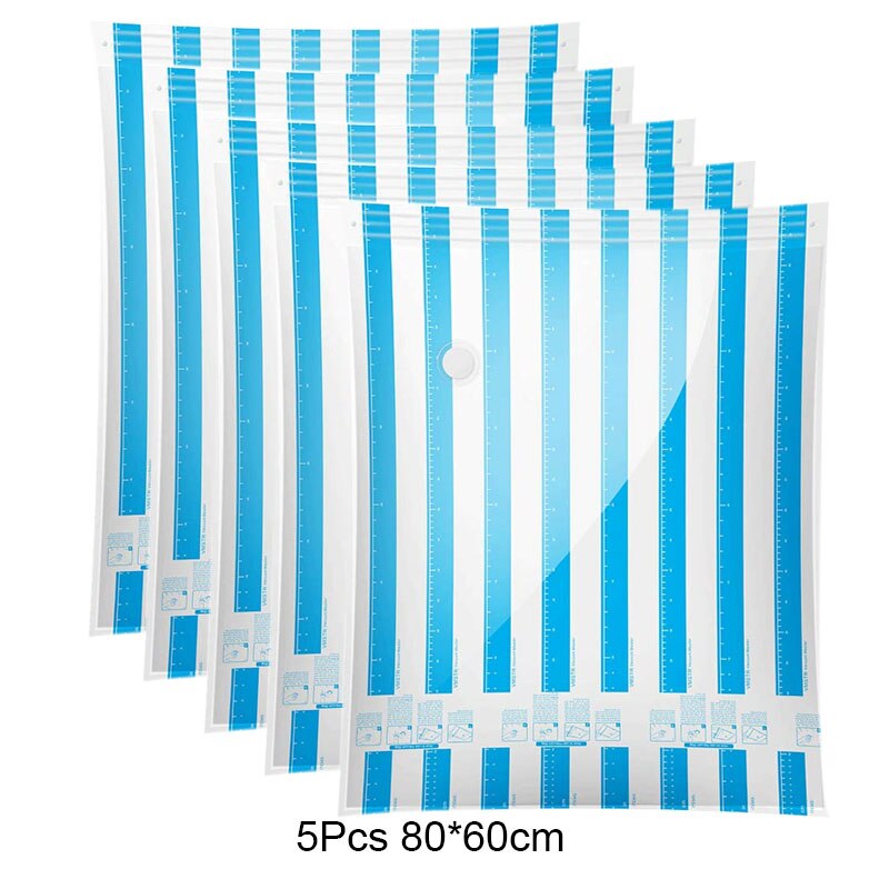 Vakuum Lagerung Taschen für Kleidung Decken Kissen Raum Sparer Größe extra Starke Vakuum Verpackung 60x40cm 70x50cm 80x60cm 100x80cm: 5Stck 80X60CM