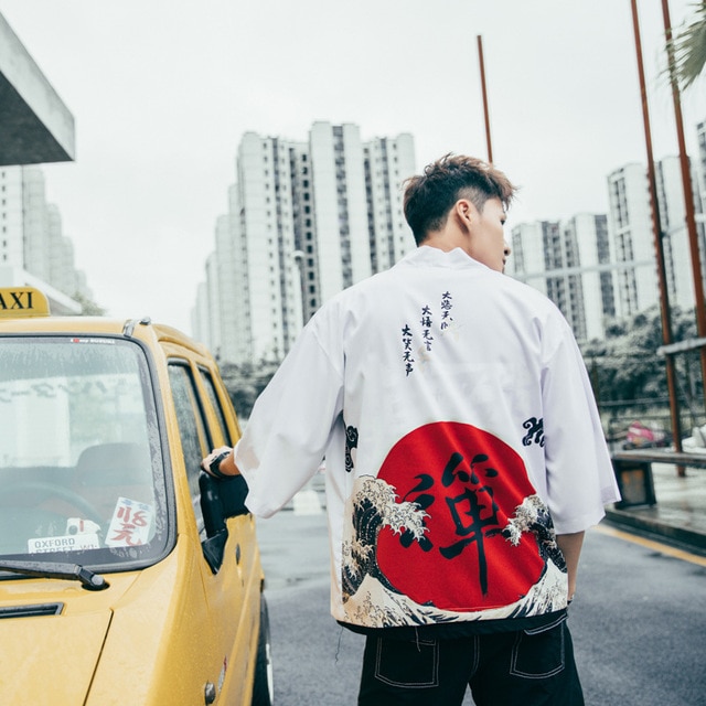Män japansk kimono kofta män samuraj kostym kläder kimono jacka herr kimono skjorta yukata haori
