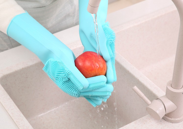 Gants en Silicone réutilisables gants de nettoyage magiques plat plat Pan lavage pour prendre soin des mains outils de nettoyage ménagers