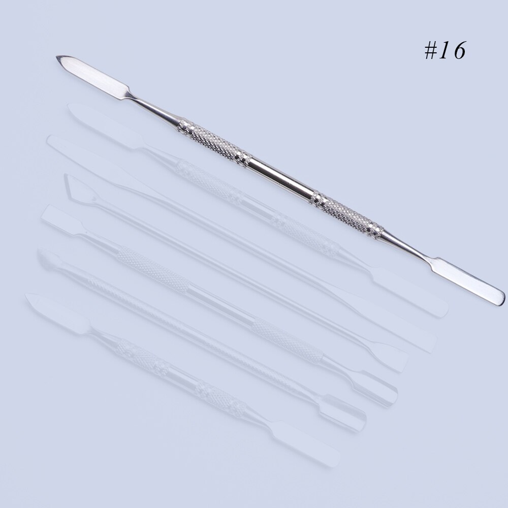 1pc 2 ways Stainless Steel Cuticle Cutter Nail Art Polish Tool Double Sided Pusher Remover Stirring Rod Manicure Cleaner SA809: 16