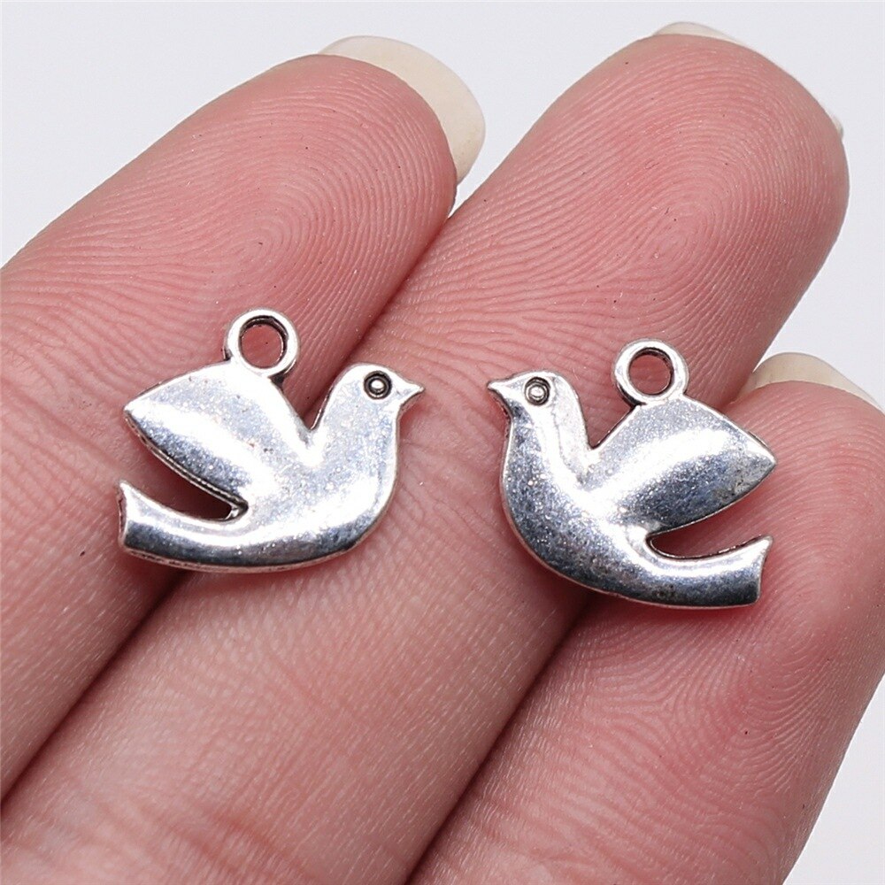 20 stücke Reize Vogel Antike Silber Farbe Nette Vogel Reize Schmuck Erkenntnisse DIY Kleine Vogel Reize: B15152-12x16mm