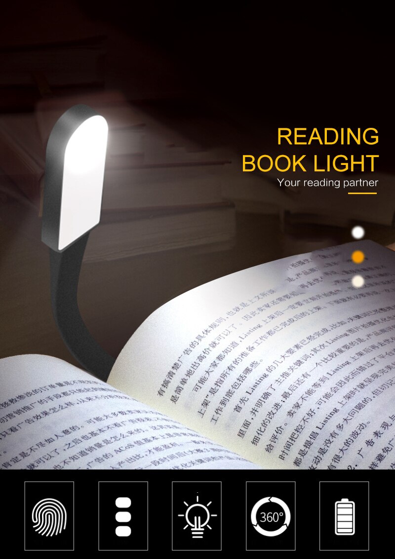 3 Mode Book Light Book Reading Lamp Clip-on Book Lights Folding LED Night Lamp For Reader Kindle Adjustable Flexible With Batter