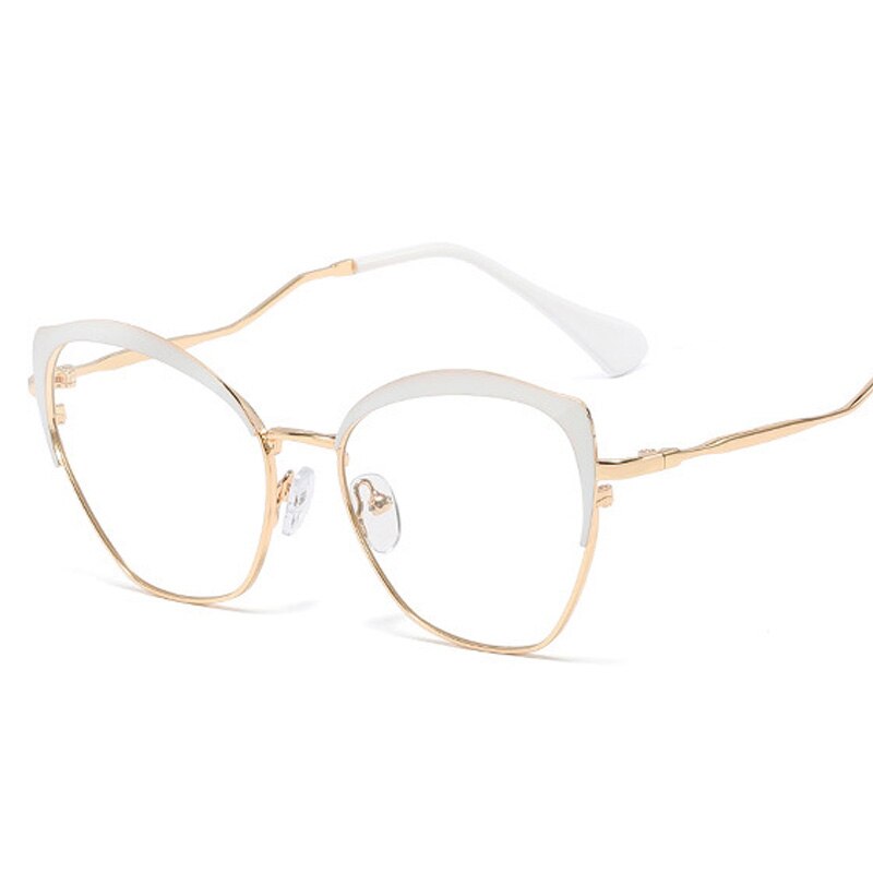 espejo plano de Metal de ojo de gato para mujeres de de lujo lente transparente óptica patas únicas Retro montura gafas miopía Oculos: 8