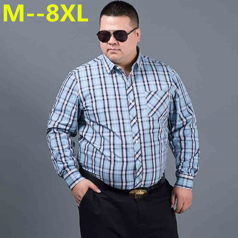 Plus größe 10XL 8XL 9XL 6XL 5XL 4XL Männer Kleidung verlieren passen Männer Langarm-Shirt Männer Plaid Baumwolle lässig Männer Shirt Sozialen