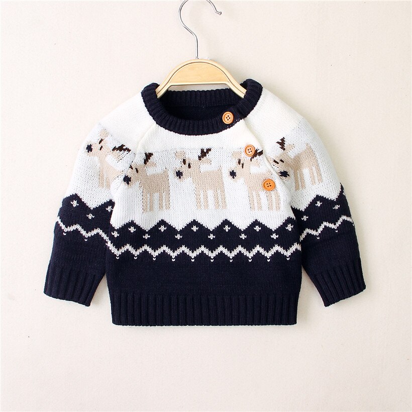 Nyfødt juletrøje strikket babytøj baby drenge sweatere rådyr piger cardigan småbørns drenge sweater børn striktrøje