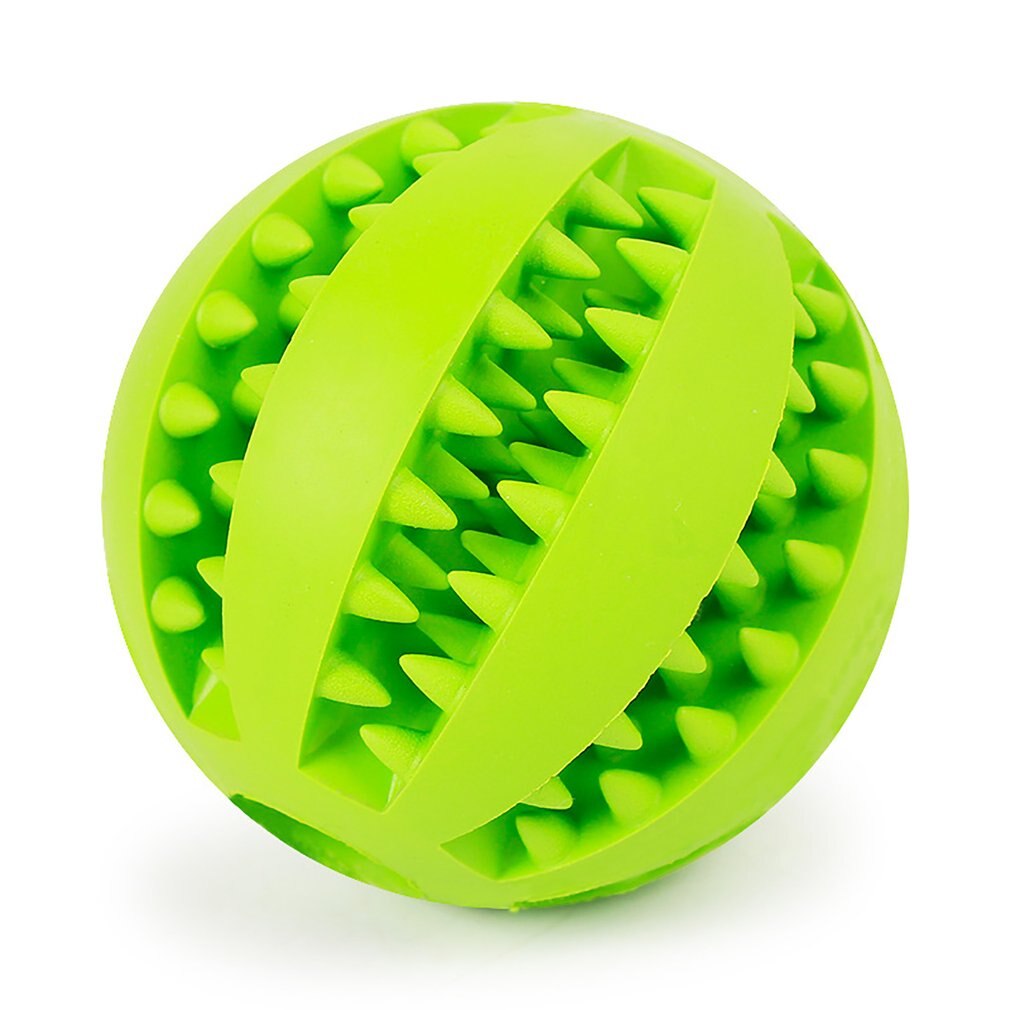Dog Ball Toys for Pet Durable Non-Toxic Strong Teeth Cleaning/Chewing/Playing IQ Treat Ball Dog Chew Toy Soft Rubber Ball: Green