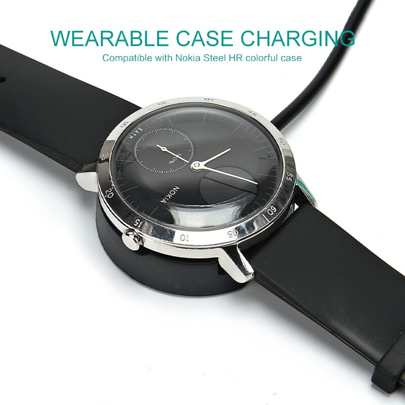 1M USB Charging Cable For Nokia Steel Hr Smart Watch Charger With Non-slip Silicone Base 1pc smart Accessories (without Watch)