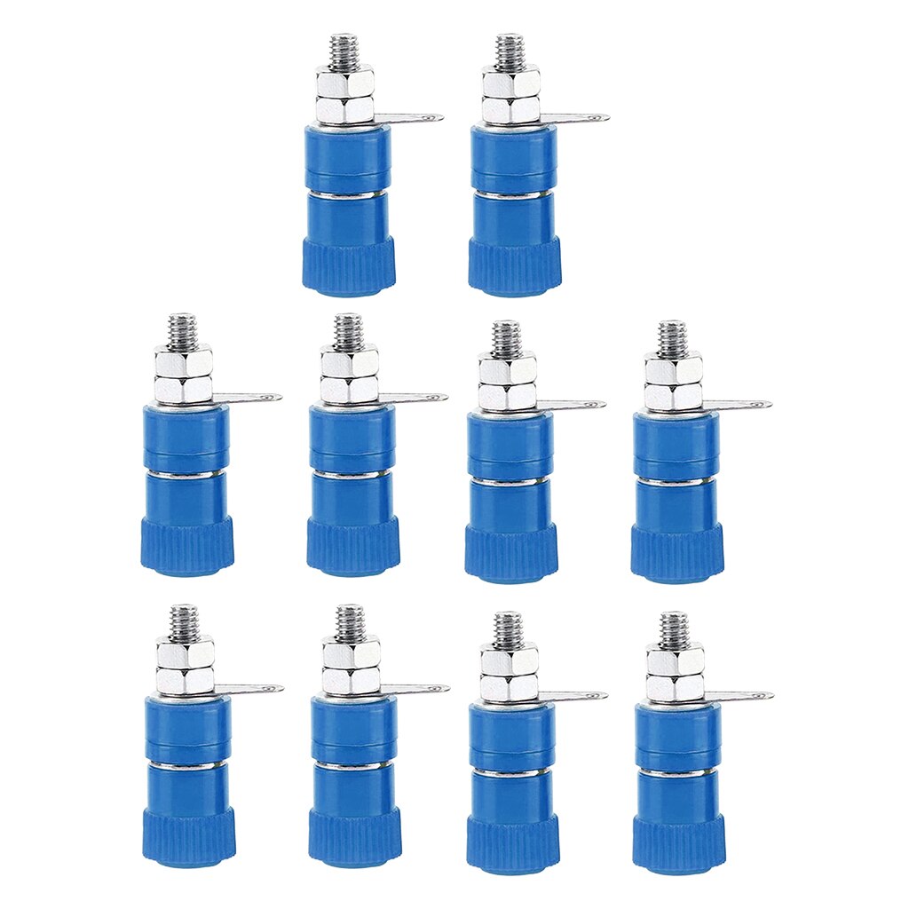 10 Stks/pak 4 Mm Bussen Banaan Speaker Binding Post Terminal Moer Plug Jack: Blauw