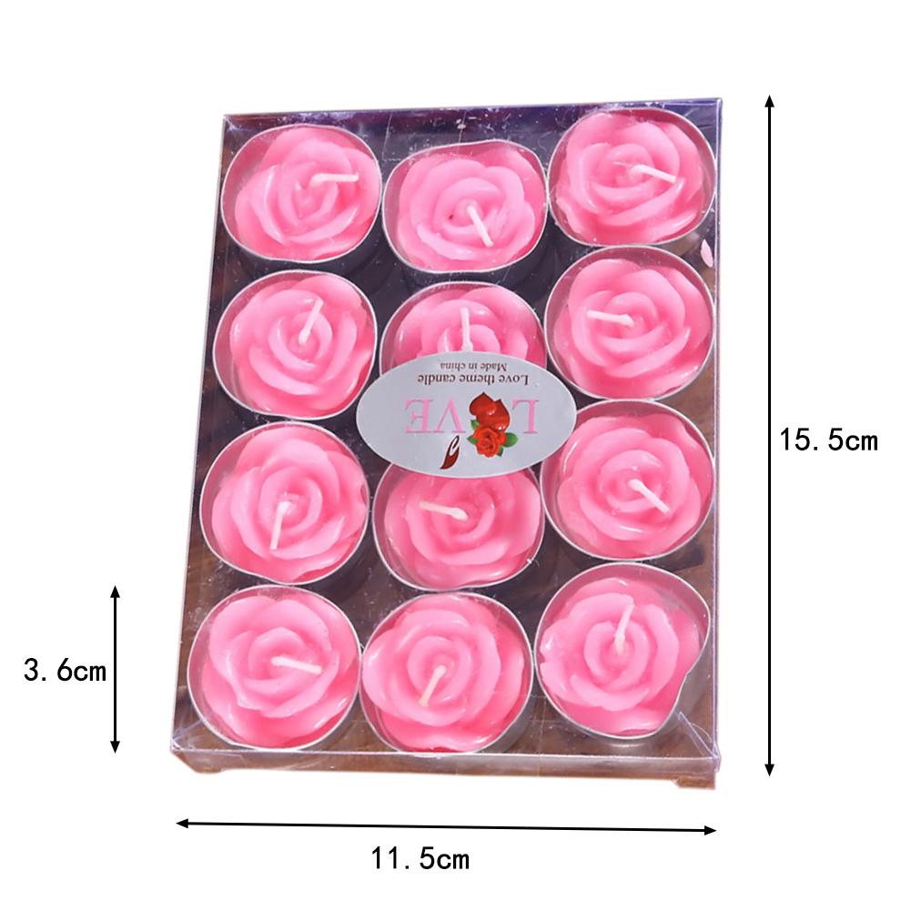 12PCS Romantic Candles Red Pink Rose Shape Candle Wedding Valentine's Day Decoration Candlelight Dinner Ornaments Art Candles