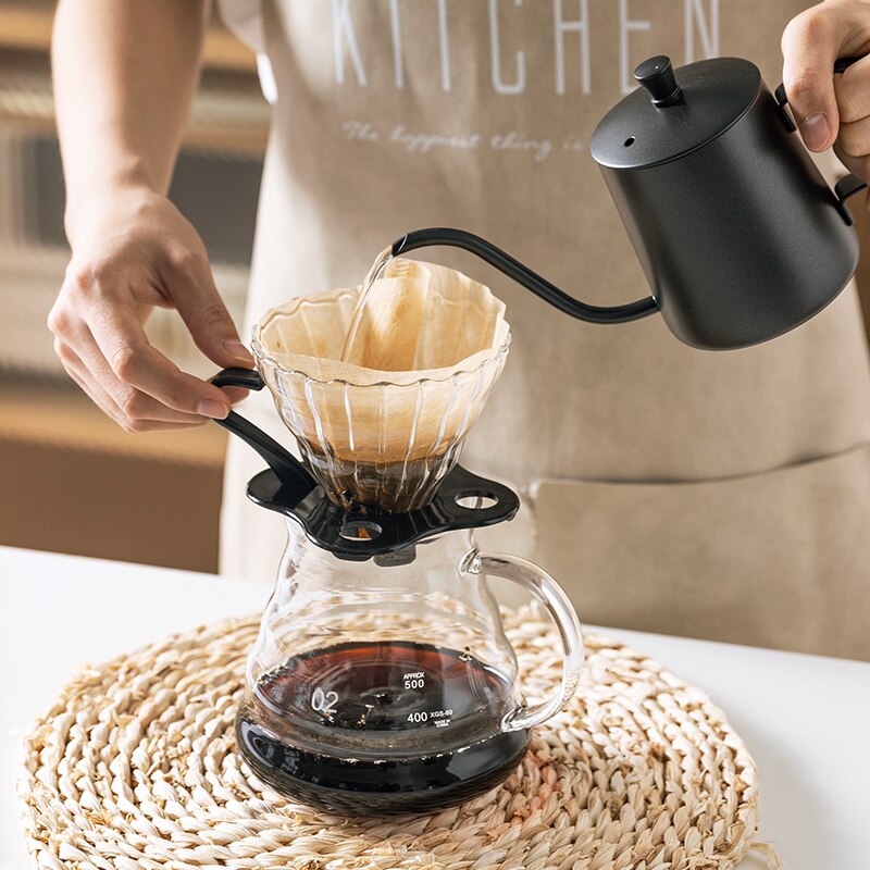 Wood Filter Coffee Machine 400ml Reusable Manual Coffee Maker Set American Home Use Latte Coffee Tool Hand coffee maker set