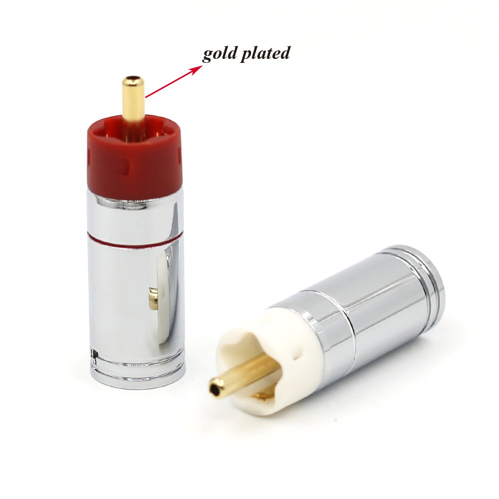 4 pçs alta fidelidade diy 9mm prata chapeado ou banhado a ouro rca plug conector de bronze, alta fidelidade rca jack: Gold plated