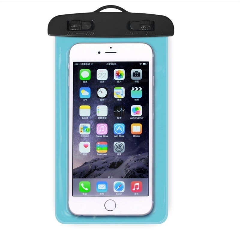 Touch vandtæt mobiltelefon tasker pvc universal mobiltelefon tør pose dække svømning dykning opbevaring taske telefon taske taske 105 x 175mm: Himmelblå