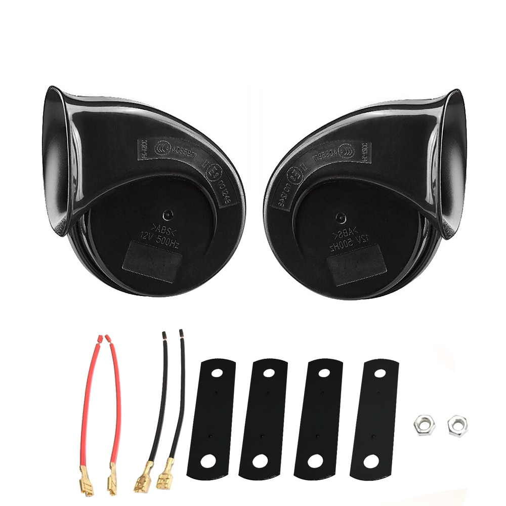 2 pièces klaxon de voiture noir universel 12V fort Double ton escargot klaxon électrique 140Db pour voiture camion moto Double insertion Joint