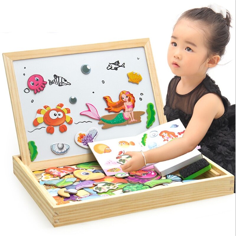 Houten Puzzel Schilderen Tekentafel Magnetische Dier Kinderen Onderwijs Speelgoed: type3