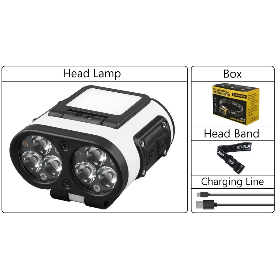 Ultralys mini ledet-hodelykt oppladbar sensor kolbe ledet-hodelykt med hetteklips hodelykt innebygd batteri smd ledet-hodelykt: Blå