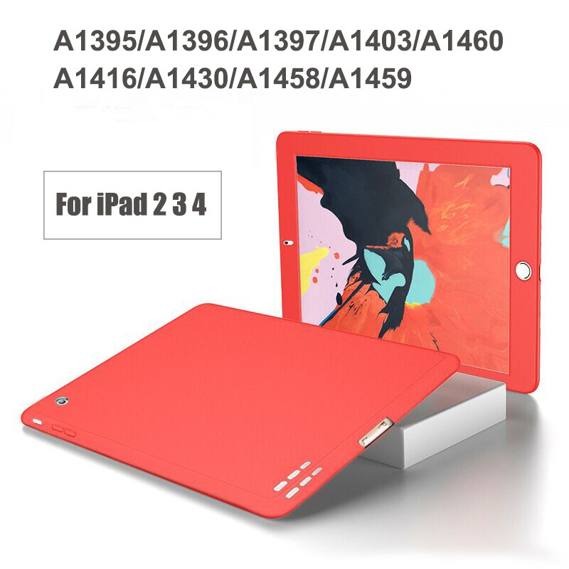 Étui de protection complet de luxe 360 pour ipad 2 3 4 cover  a1458 a1459 a1460 a1395 a1396 a1416 en verre trempé avec fond antichoc: Rouge