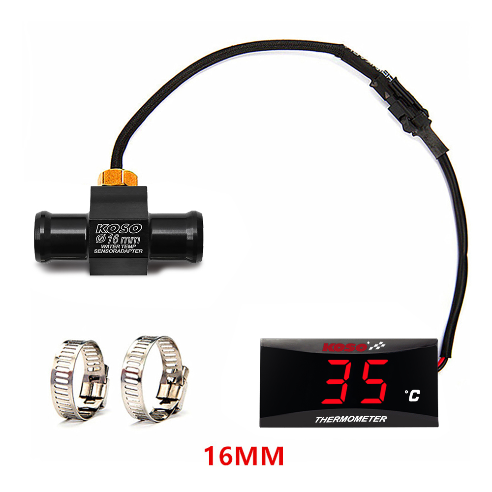 KOSO Motorrad Wassertemperatur Minimessgerät Universal- LCD Digitaler Bildschirm Sensor Thermomete SAMCI Temperaturanzeige: Gold
