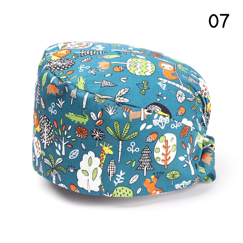 Bloemen Bouffant Sanitaire Hoed Met Zweetband Verstelbare Lus Beanie Hat Solid Mannen Hoed Vrouwen Hoeden Skullies Mutsen: 2-7