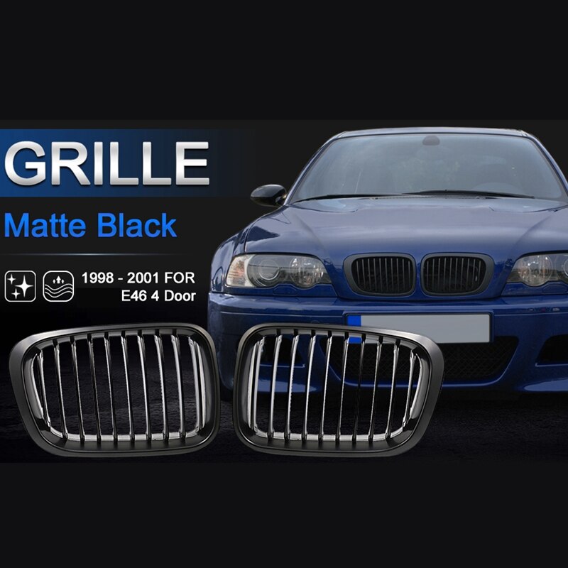 Parrilla negra mate para BMW Serie 3 1998-2001 E46 320I 325I 328I 330I sedán de 4 puertas: Default Title