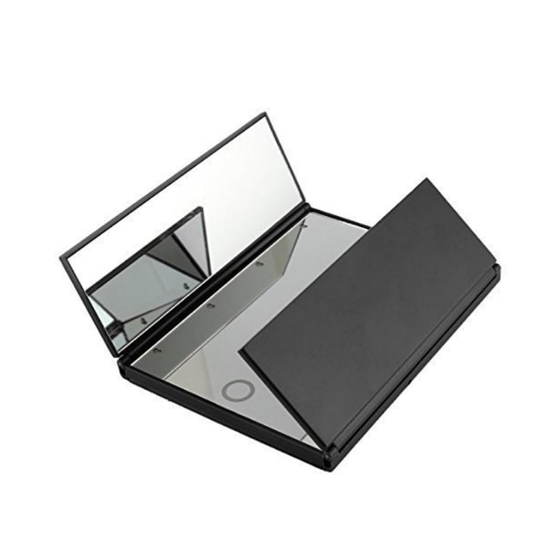 Desktop tresidet sammenfoldelig led lys makeup spejl 8 stk led dressing lys make up spejl bærbare bordspejle til piger