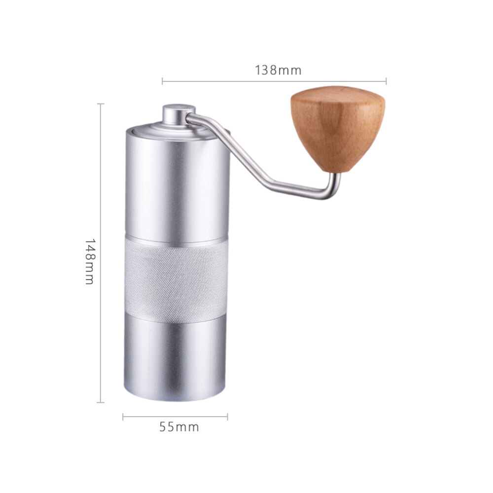 Hand crank bean grinder coffee bean grinder portable coffee machine home manual grinder stainless steel grinding core: Silver
