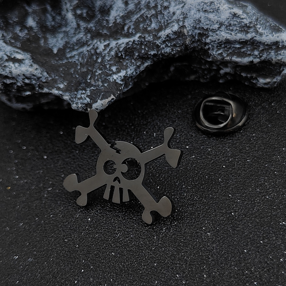 Broches de símbolo de calavera clásica para hombres, Pin de insignia de señal de peligro de acero inoxidable Punk, broche de Hip Hop, accesorios de de Rock