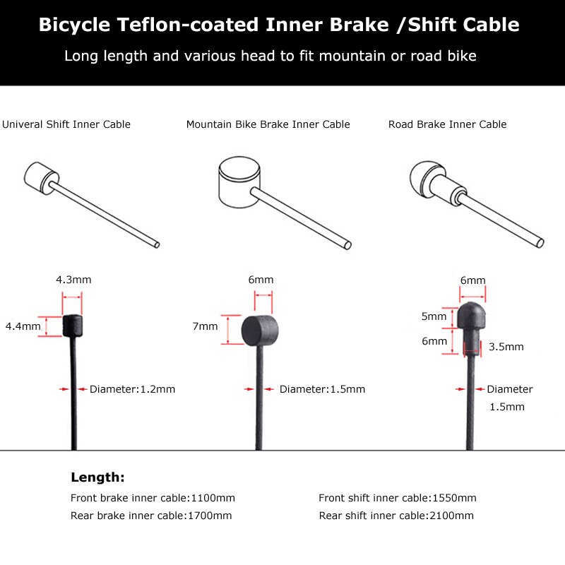 MTB Coated Shifting Bike Cable MTB Road Front Rear Bicycle Brake Cable Line Derailleur Line Core Wire Rope Cycling Accessories