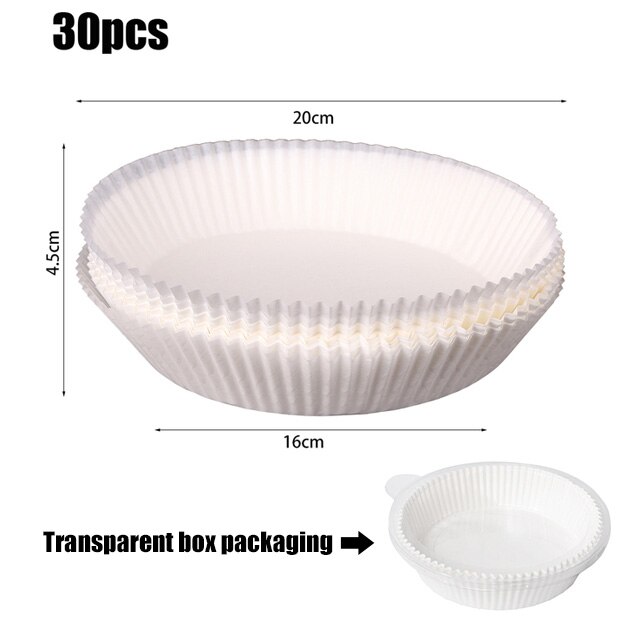 50pcs Air Fryer Liner Steamer Liner Disposable Wood Pulp Paper Non-Stick Steaming Basket Mat Baking Oil Paper Mat for 3-6L Fryer: 30pcs White 16cm A