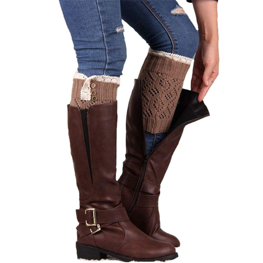La de dédouanement! Jambières femmes jambières en dentelle longue tricot extensible Boot jambe poignets chaussettes de démarrage jambières directe: Khaki