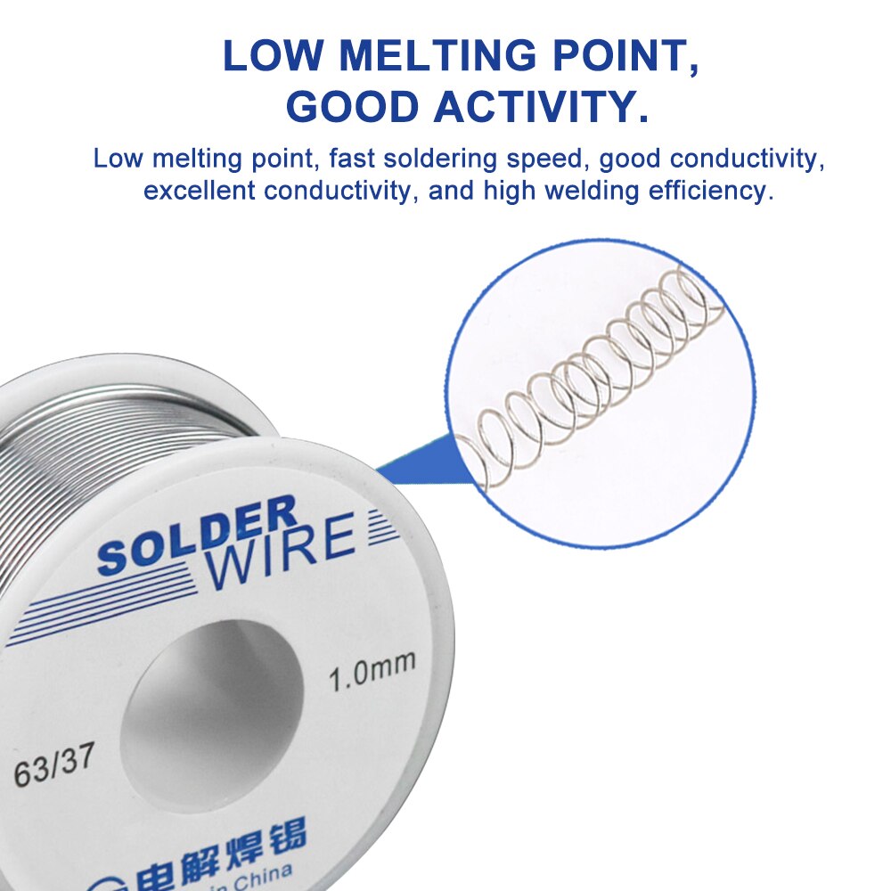 100g 0.8/1/1.2 63/37 FLUX 2.0% 45FT étain plomb fil d'étain électrique électronique fonte colophane noyau soudure fil à souder rouleau No-clean