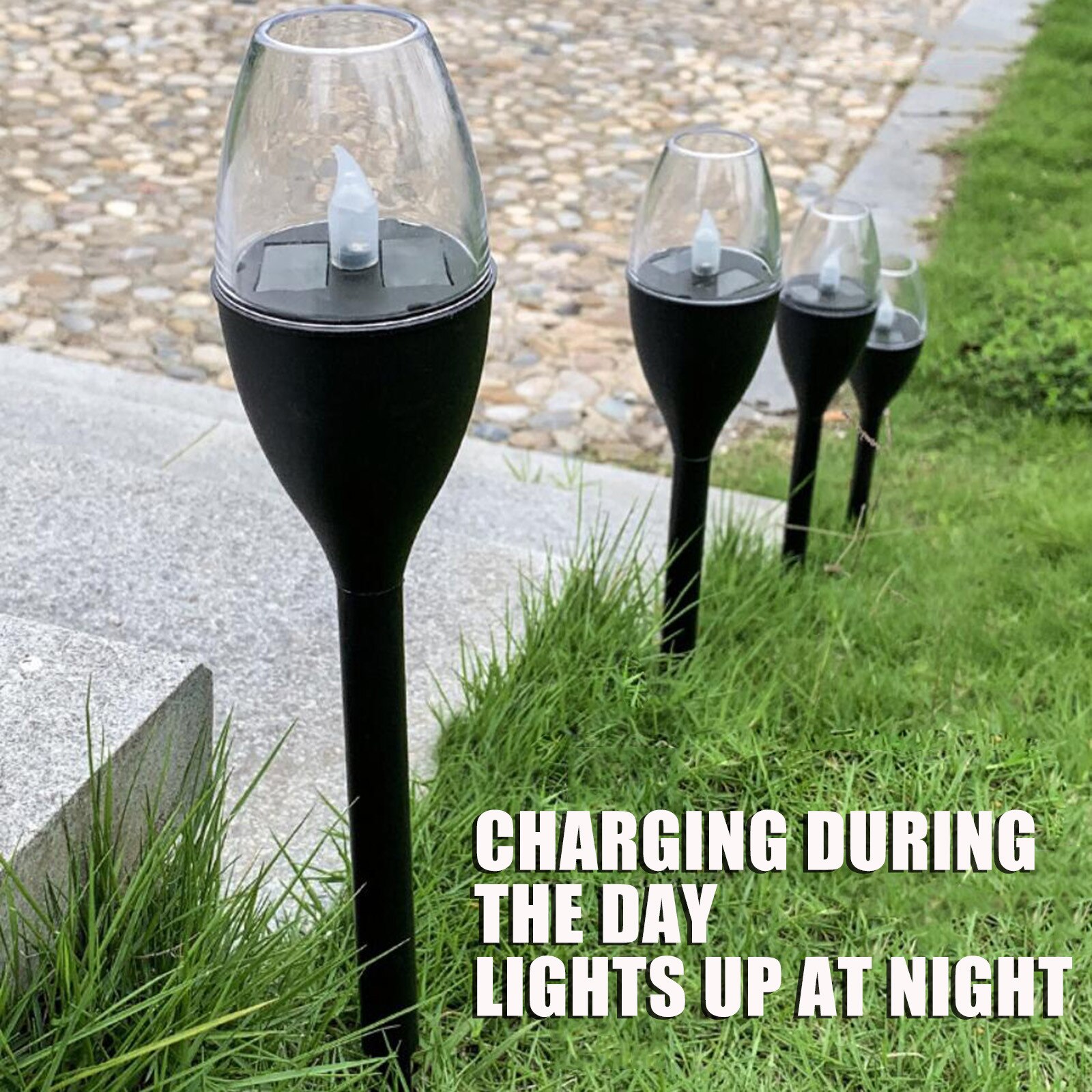 Solar Lights Outdoor Pathway Light Decorative Garden Stake Decorations Waterproof Path Landscape Lighting Bright White LED Lamp