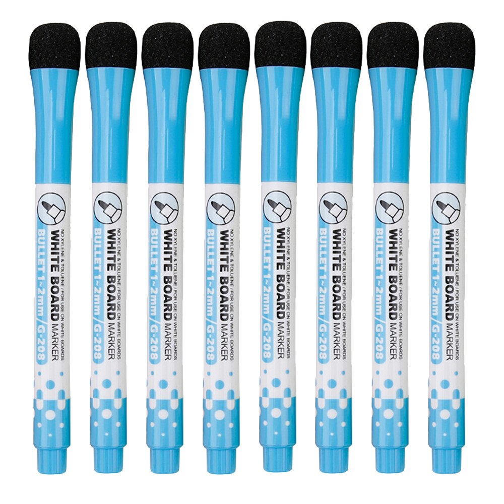 Bolígrafo magnético de pizarra blanca, rotuladores borrables de pizarra blanca seca, borrador magnético, suministros escolares de oficina, 8 colores disponibles, 8 unids/lote: blue