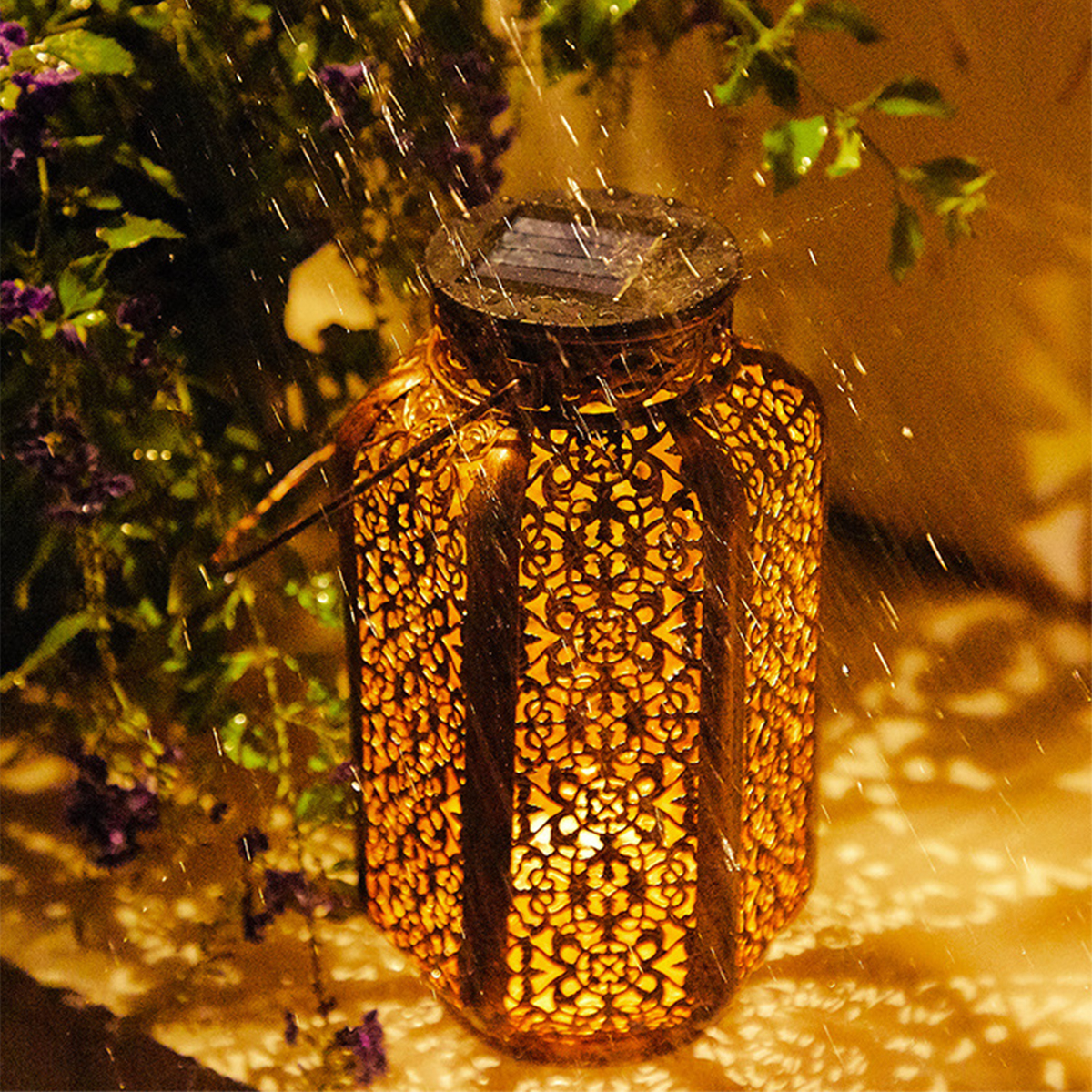 Led Solar Hanging Lantern Hanging Solar Lantern Retro Iron Art Lantern Decorative Outdoor Waterproof Garden Yard Lawn Lights