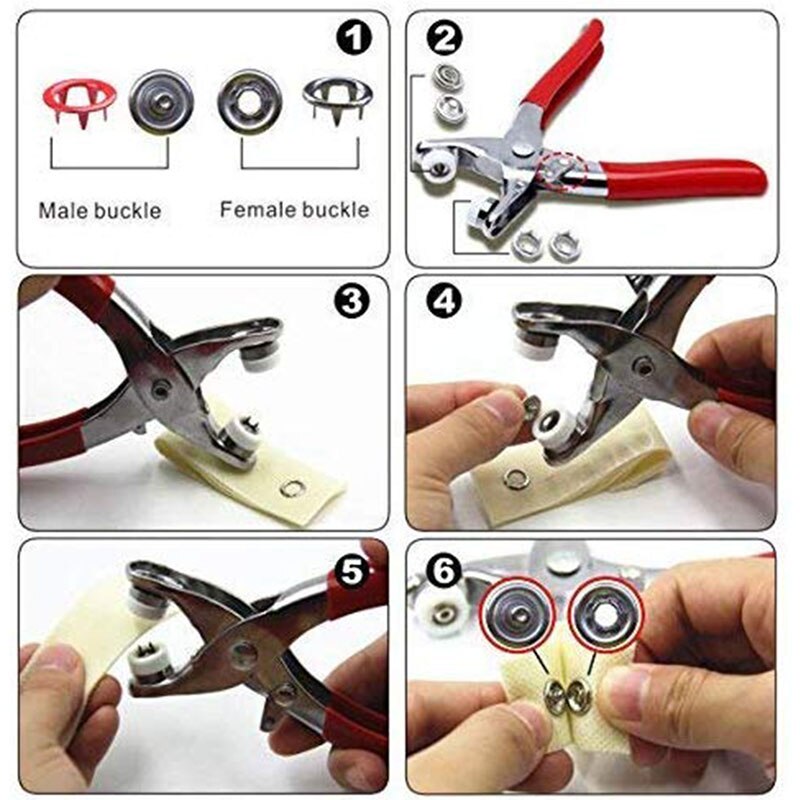 9,5mm 100/150/200 juegos 10 colores botones para costura de Metal clavija de prensa de anillo cierres a presión + Clip alicates, sujetadores para ropa