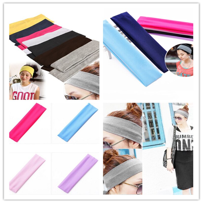 Wide Sport Yoga Hoofdband Stretch Haarband Elastische Effen Haarband Voetbal Running Voor Meisjes Solid Haarband Mannen Vrouwen 8 kleuren