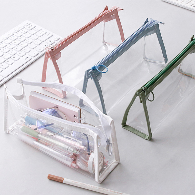 Transparentes Federmäppchen, große Kapazität, einfache Stifttasche, Kawaii-Kosmetiktasche, Schule, Studium, Schreibwaren, Bürobedarf