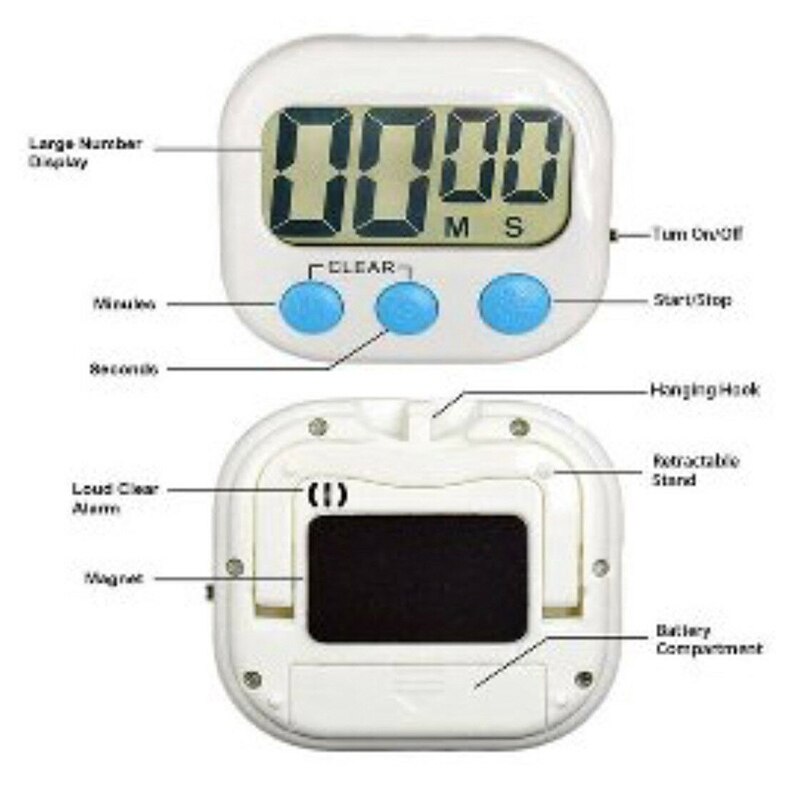 LCD Digital Kitchen Timer Portable Magnetic Cooking Loud Timers For Cooking/Workout/Sports/Games