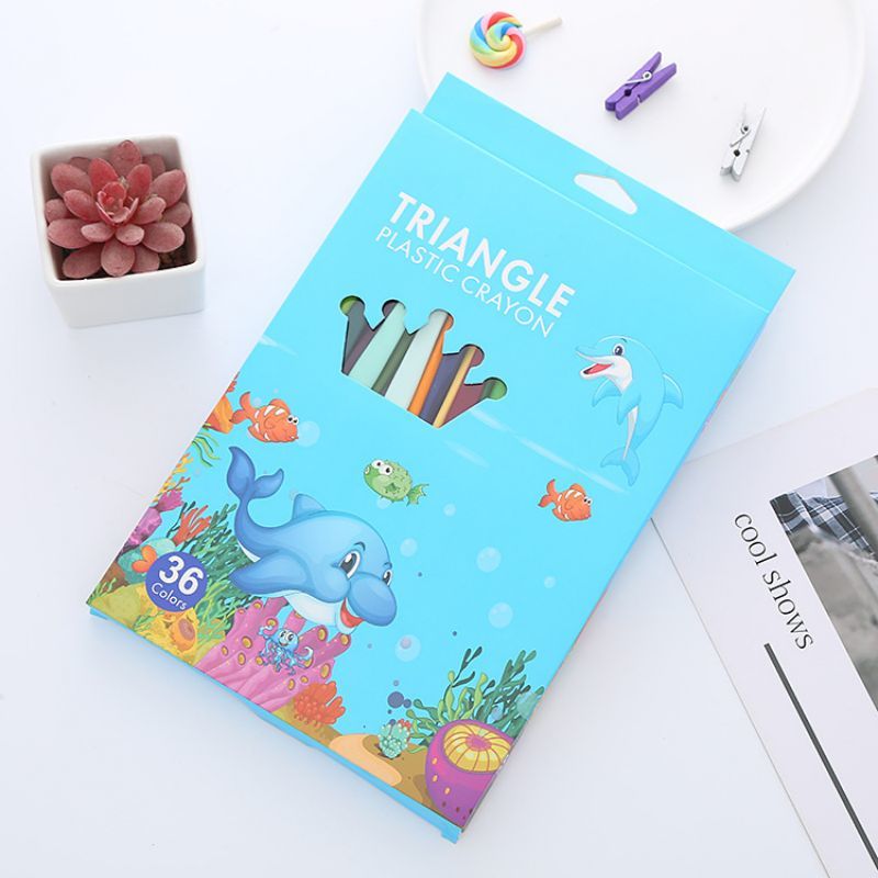 1 Juego de artículos de papelería lavables Lytwtw, dibujos animados, animales, frutas, material escolar, colores bonitos y encantadores, crayón para estudiantes: C-36Color