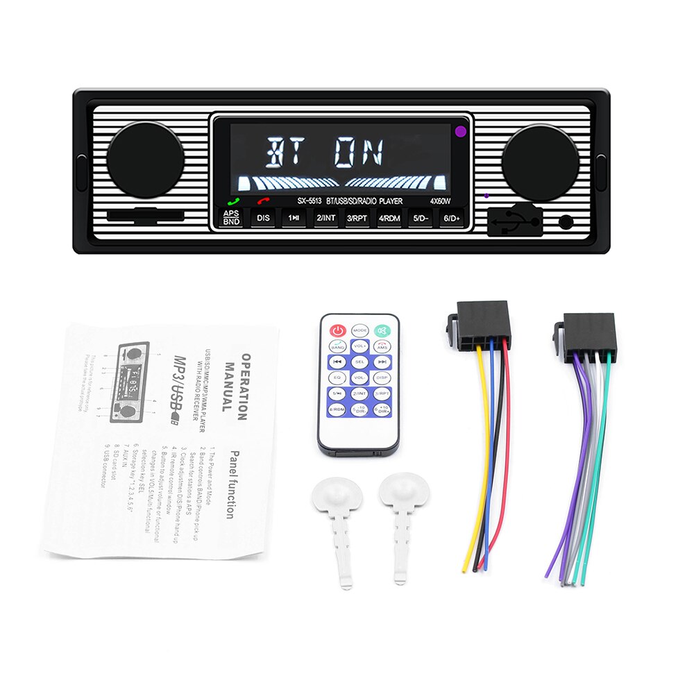 SX - 5513 Car MP3 Player Bluetooth With AUX Radio Hands-Free Call FM Radio Support SD U-Disk Time Display Navigation Broadcast