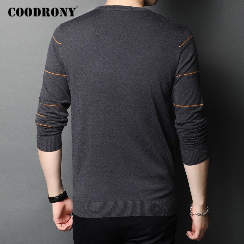 COODRONY Brand Sweater Men Streetwear Striped Pull Homme Autumn Winter Wool Knitwear Pullover Men C1097