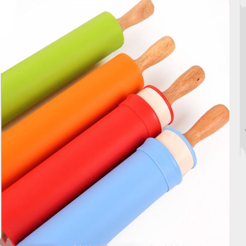 3 maten Siliconen Deegroller met Houten Handvat Gebak Meel Cake Deeg Patroon Roller Bakvormen Keuken Pastry Tool 4 Kleuren