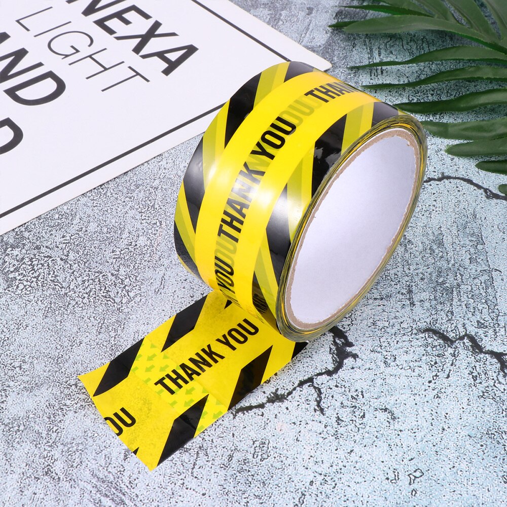 1 Roll Thank You Safety Tape Safe Self Adhesive Sticker Warning Tape Masking Tape Safety Stripes Tape for Walls Floors Pipes (Ye