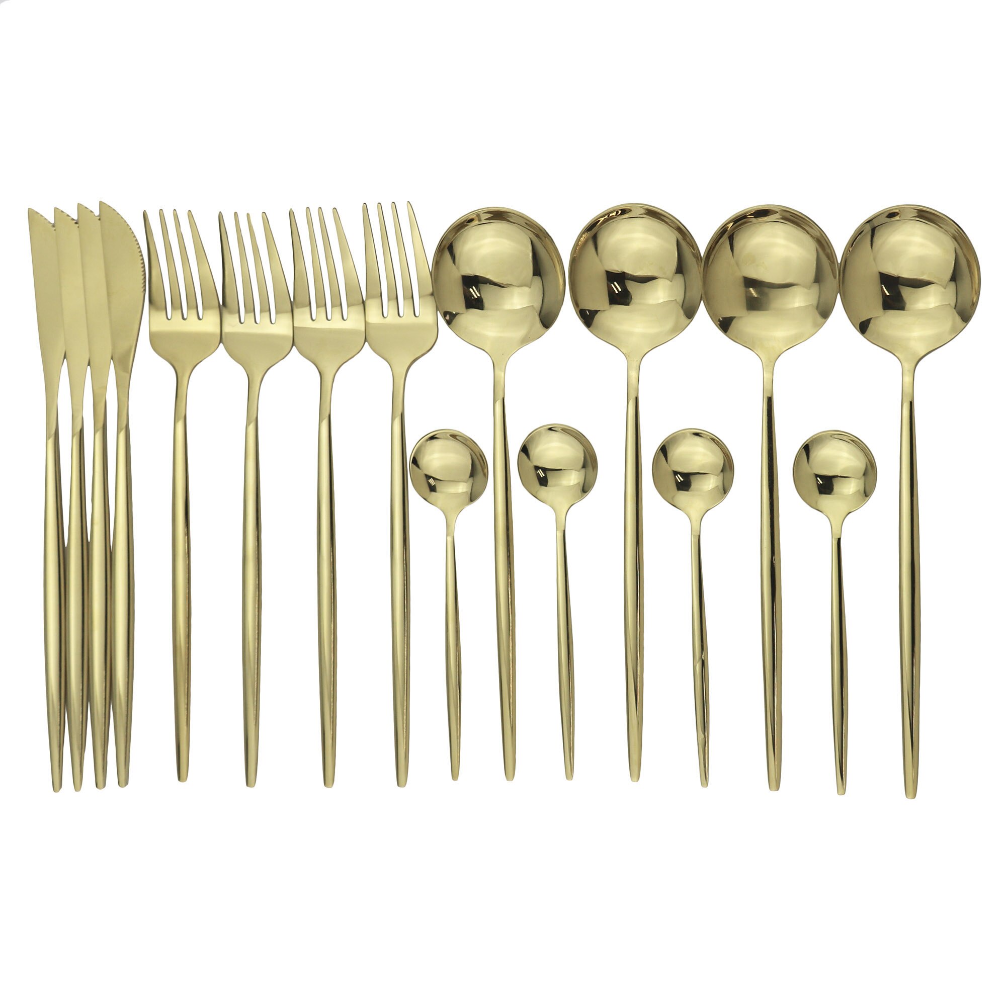 Gold Cutlery Set Kitchen Flatware 16Pcs 304 Stainless Steel Knife Fork Spoon Dinnerware Set Mirror Silverware With Gife Box: Gold Box / 16Pcs Champagne