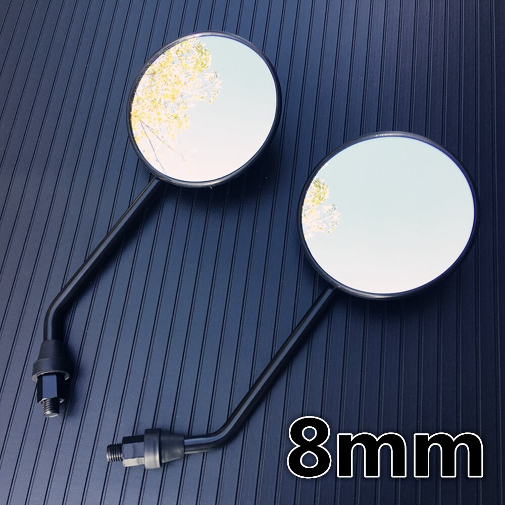 2pcs 8mm/10mm Universal Motorcycle Round Side Back View Mirror motorbike Side Mirrors e-bike Scooter Rearview: 8mm straight