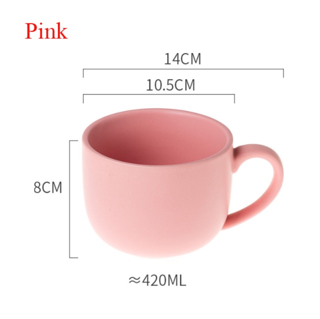 Keramische Nordic Ontbijt Cup Creatieve Havermout Melk Cup Grote Capaciteit Microwavable Grote Buik Mok Drinkware Huishoudelijke: Pink